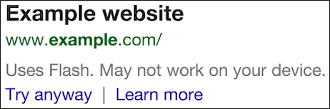 Google Notice For Flash Websites